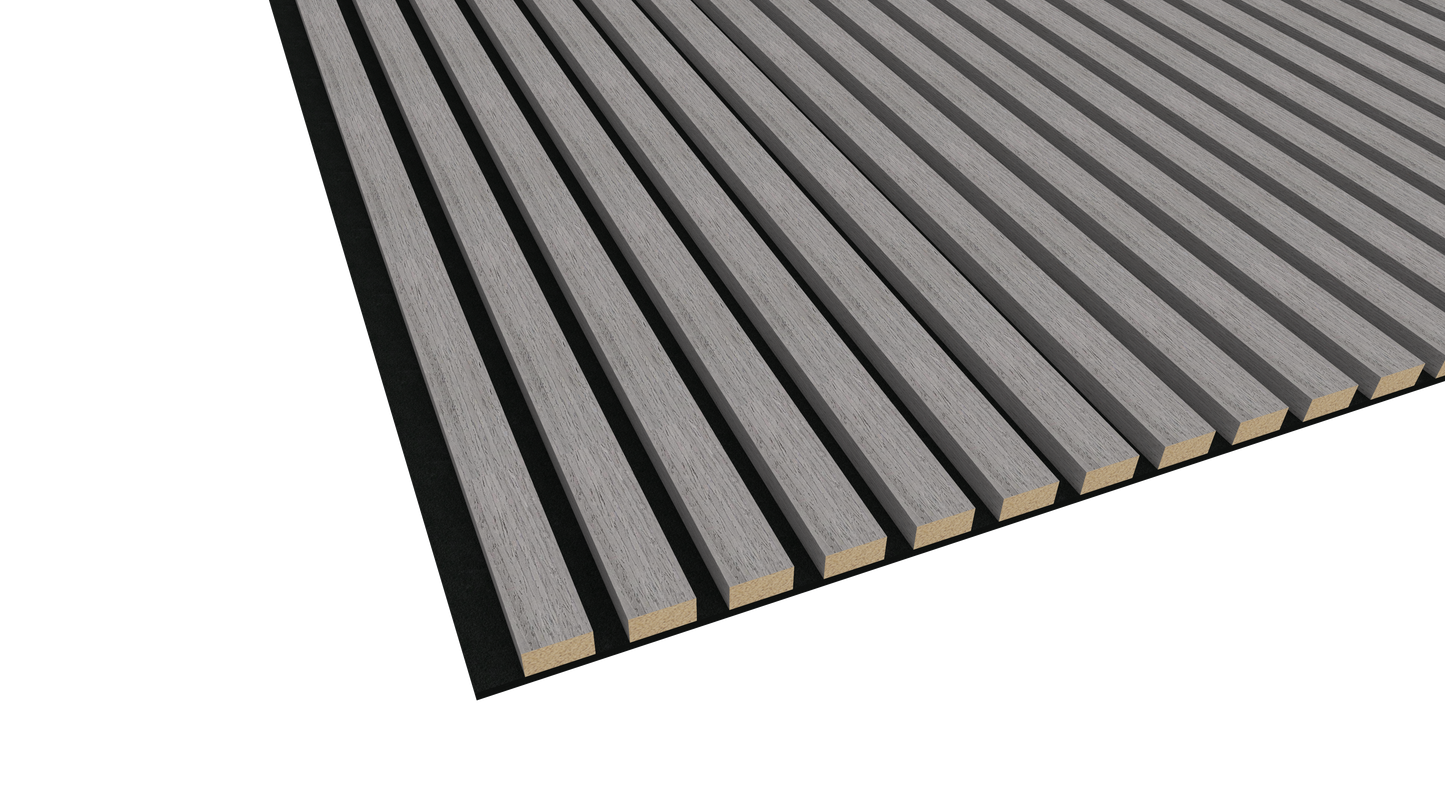 Grey Oak Veneer Wrapped MDF Acoustic Wall Panel 2400 x 600mm