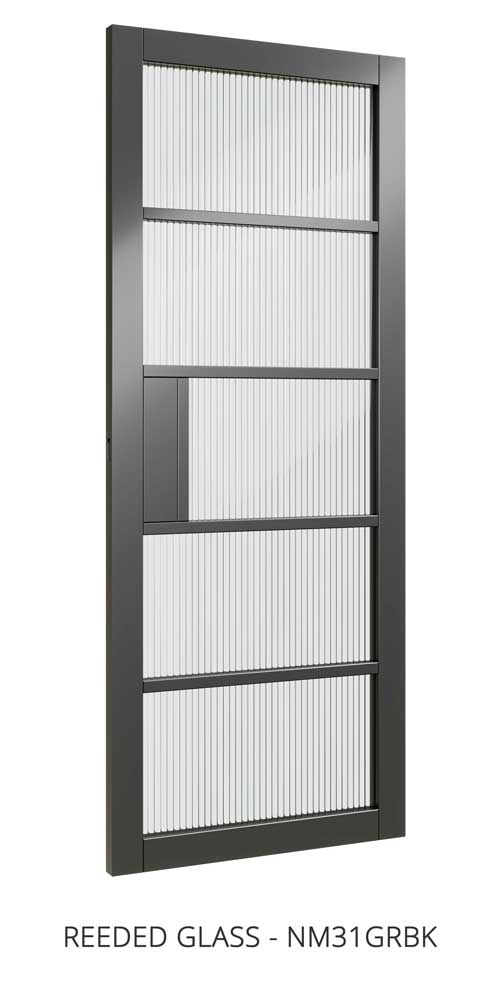 Deanta - NM31GRBK - Glazed Door - Black w/ Reeded Glass